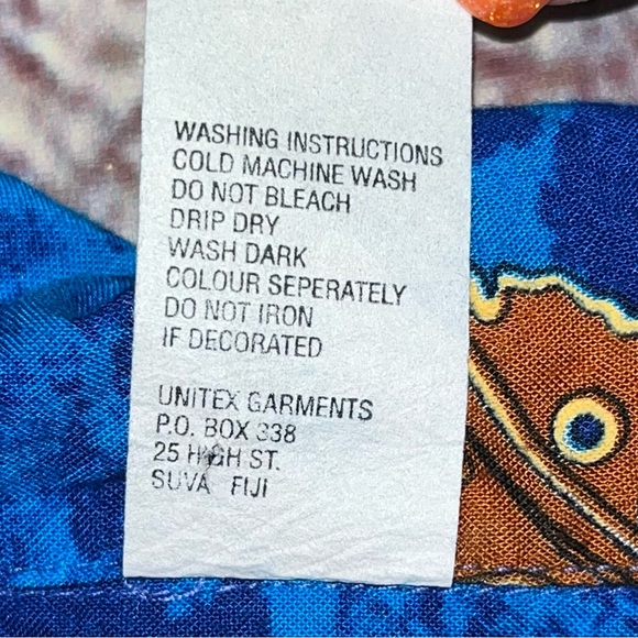 Men’s Unitex Blue Hawaiian Button Up Shirt Size XXL - Picture 3 of 4